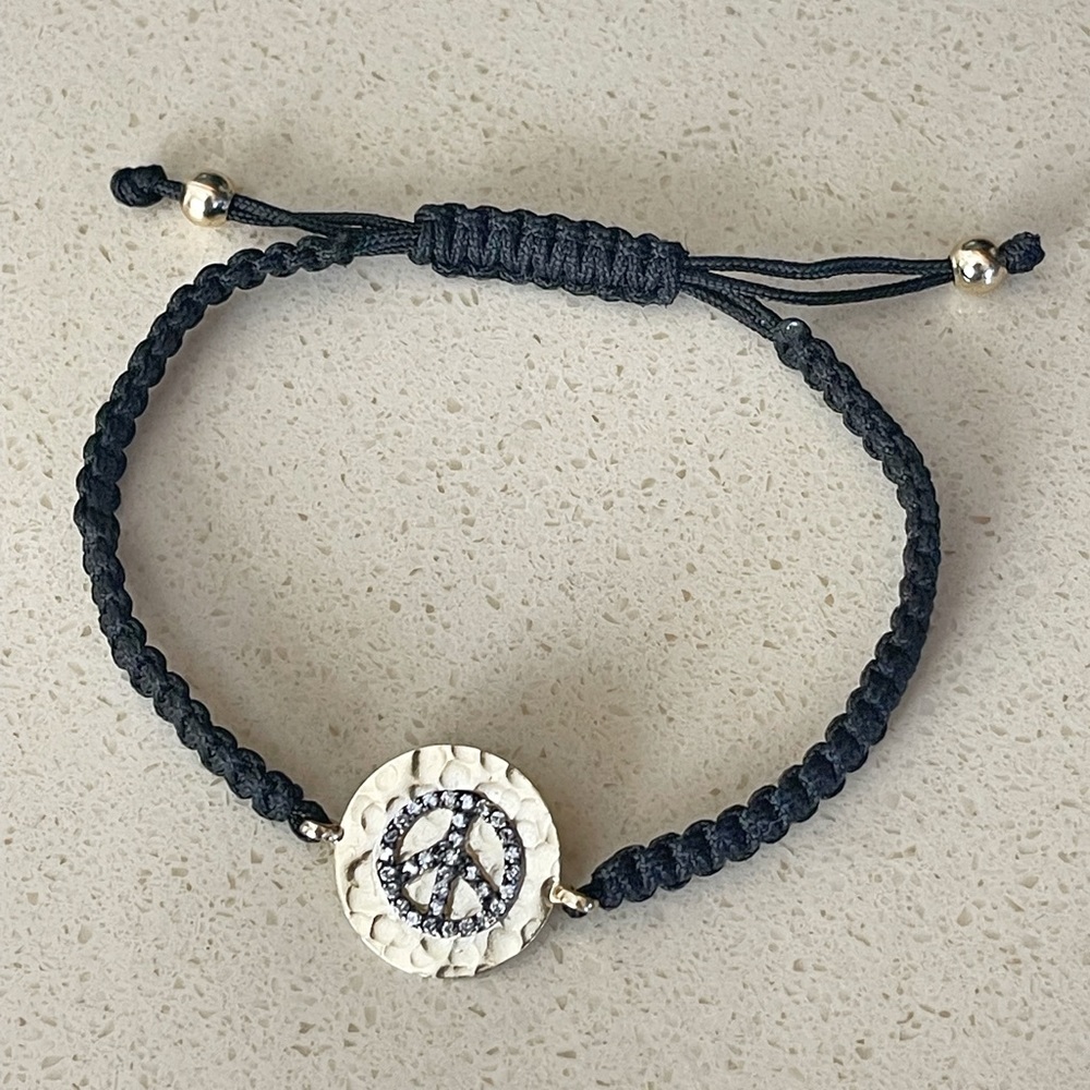 Peace CZ Detail Macrame Bracelet
